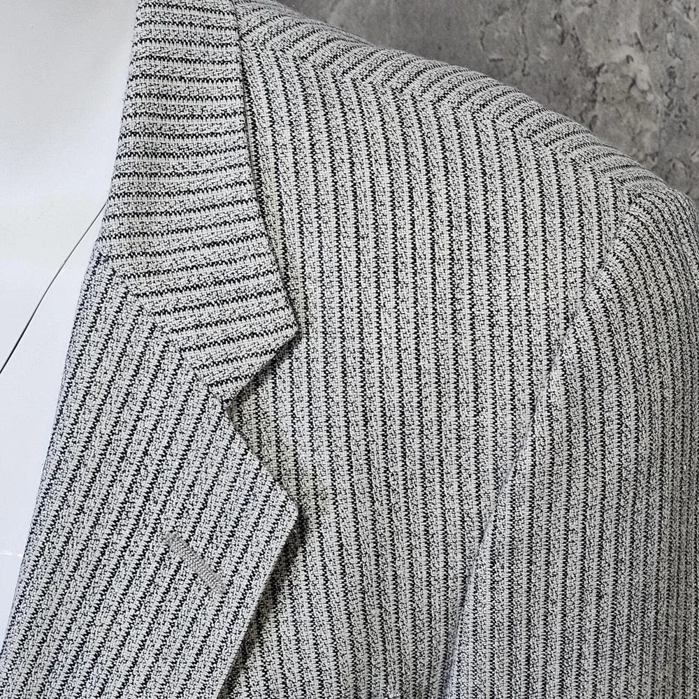 Christian Dior Monsieur Mens Striped Two Button Blazer Sport Coat Made‎ in USA